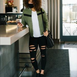 Zyia black slash luxe hi-rise 7/8 leggings